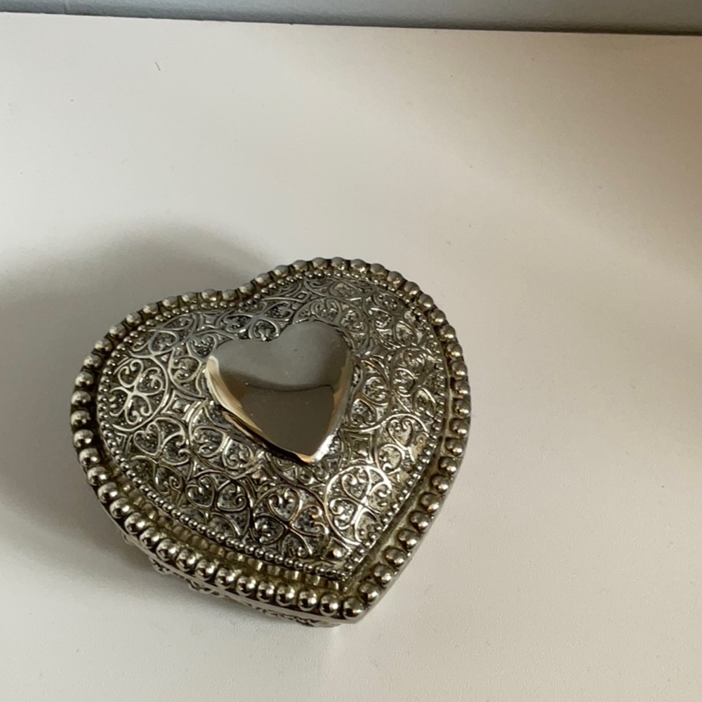 Silver Heart-Shaped Jewelry Box